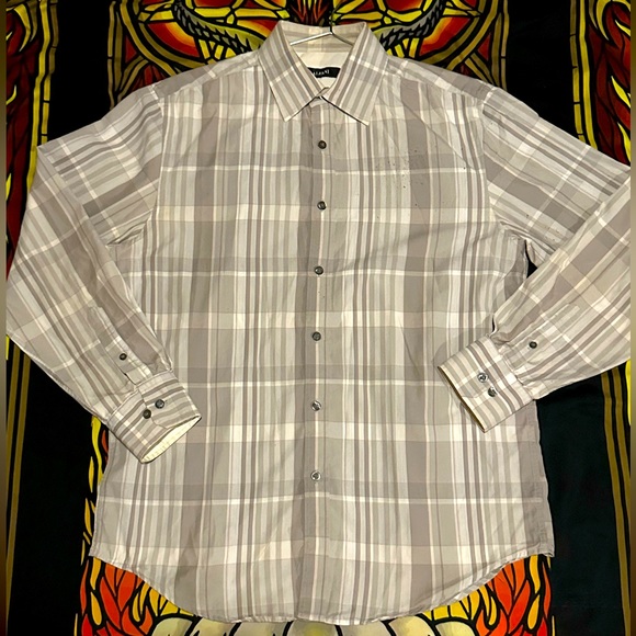 ALFANI™️ Men’s Cream & Beige Plaid Button Down Droa Shirt - Picture 5 of 8